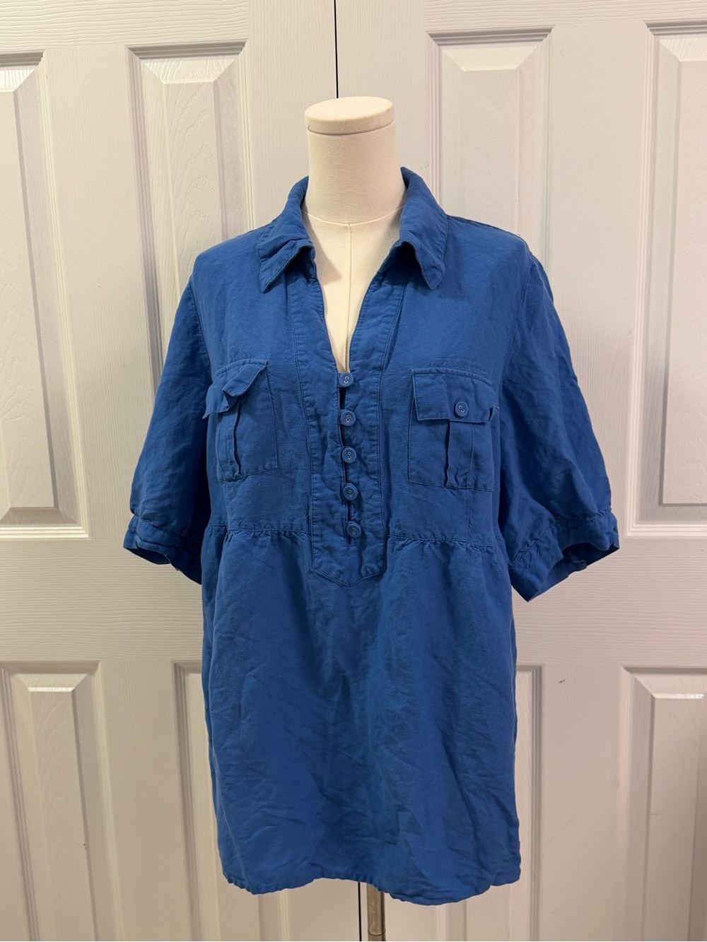 Lane Bryant Blue Linen Blend Utility Tunic Top 18/20